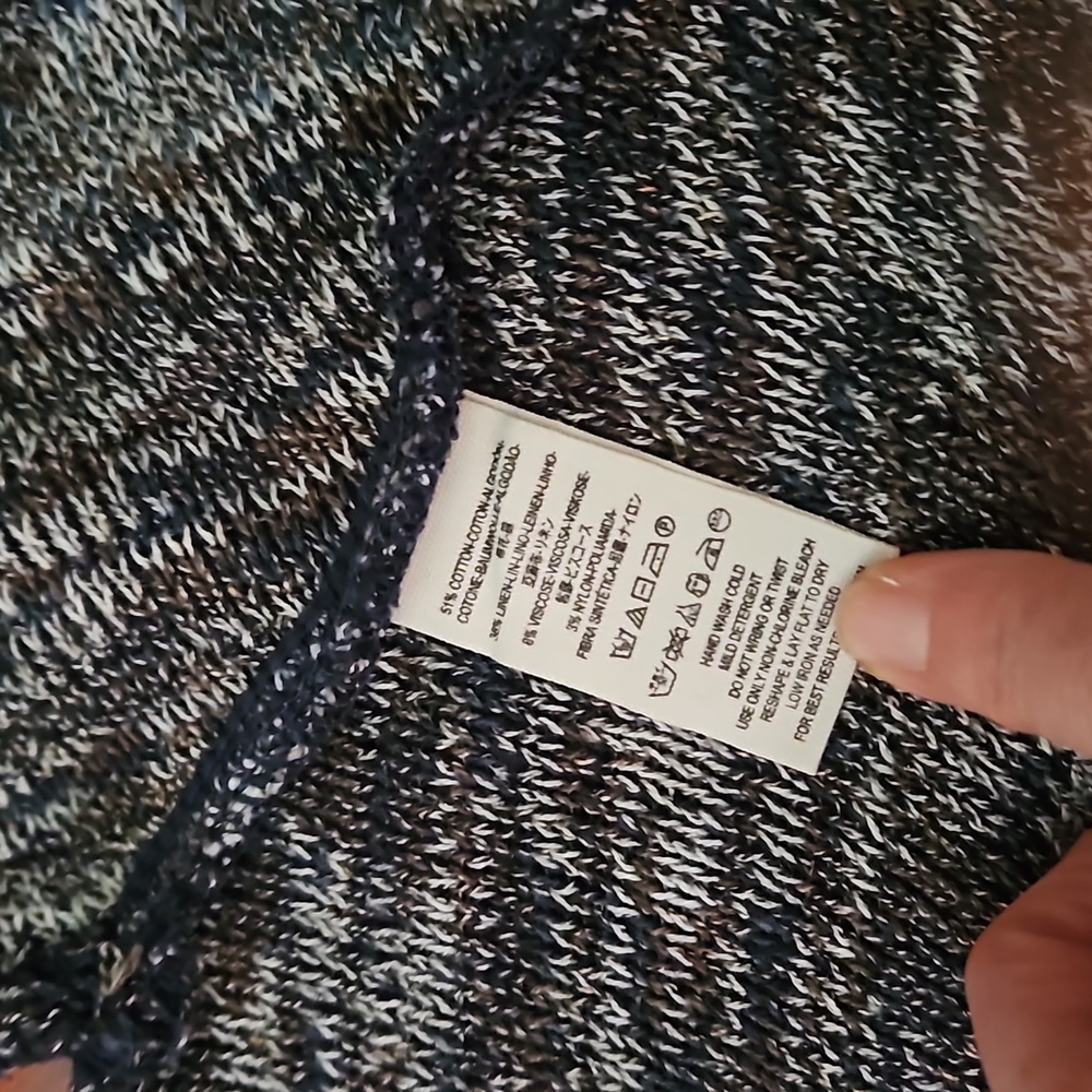 Free People Big Trail Open Cardigan Poncho Shawl Pockets Linen Blend LIKE NEW - Picture 11 of 12
